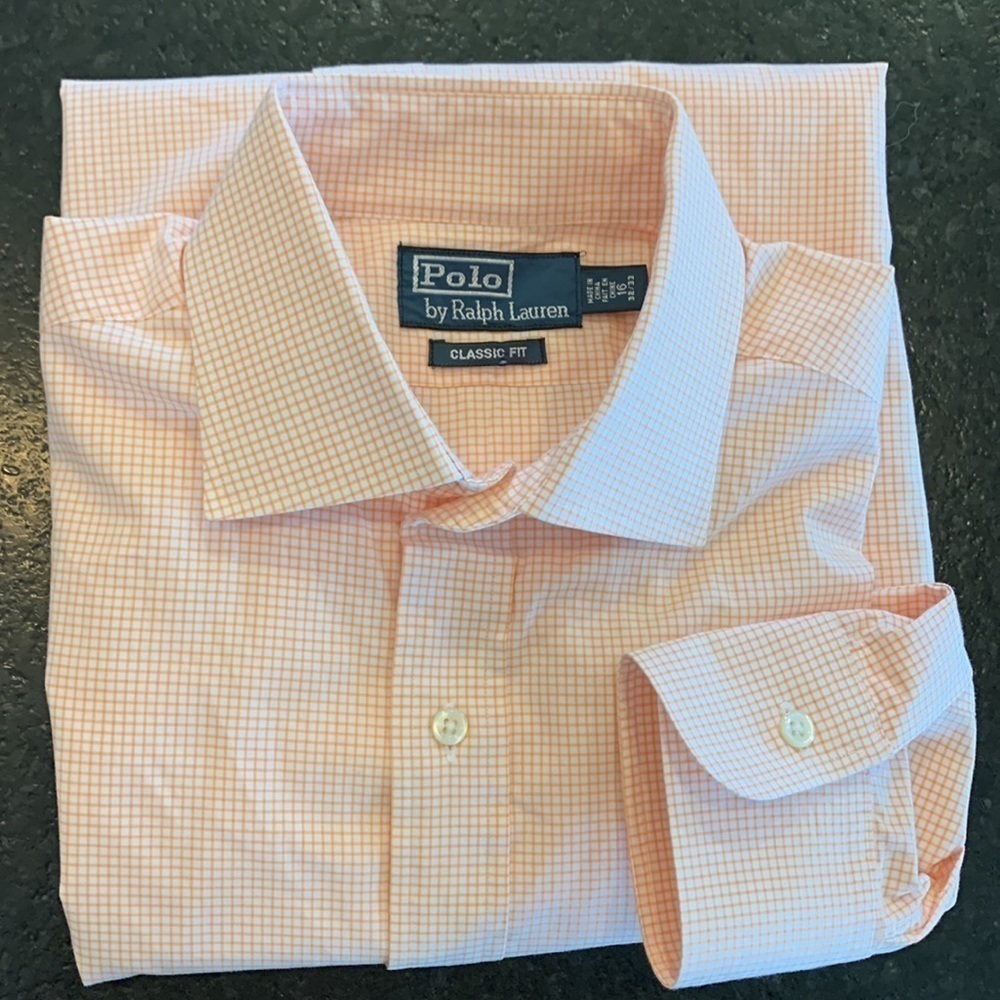 Polo by Ralph Lauren classic fit spring checked colors long sleeve nwot neck 16